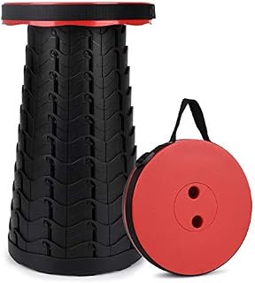FIEMACH Portable Telescopic Stool, 2nd Generation Folding Stool Camping Lightweight Stool for Outdoor Camping BBQ Fishing Hiking Gardening Indoor, Maximum Load 397 lb (2020 Upgrade)