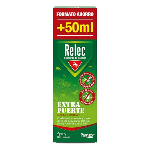Relec Extra Fuerte Spray Antimosquitos, Repelente de Mosquitos 125ml, Eficaz contra el Mosquito Tigre, Protección contra las Picaduras de Mosquitos en Condiciones Extremas y Zonas Tropicales