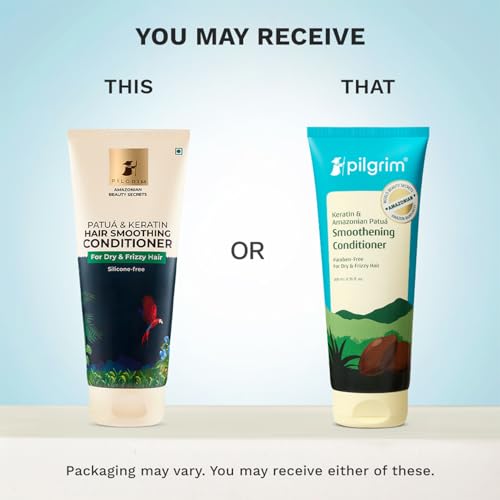 Image of Pilgrim Amazonian Patu & Keratin Hair Smoothing Conditioner - 200ml (Pack of 2), Unscented- For Dry & Frizzy Hair With Sacha Inchi|Hair Conditioner For Smooth & Silky Hair|Silicone Free | Pack of 2, For Dry & Frizzy Hair, With Sacha Inchi, Silicone Free, Unscented