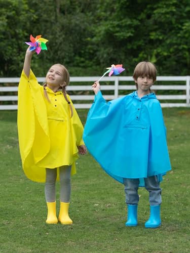 Image of SaphiRose Lightweight Kids Rain Poncho Jacket Waterproof Outwear Rain Coat