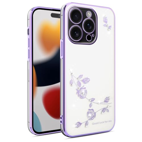YANJIEER Coque Diamant pour iPhone SE 4 / iPhone 16E Housse Fleurie pailletée en Silicone Souple, Fine Antichoc avec Strass, Protection caméra, Compatible...