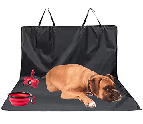 Uvimark - Funda Asiento de Coche para Mascotas - Protector para Mascotas para Asiento de Coche - Funda Coche Universal para Perros - Incluye Plato y Dispensador Bolsas