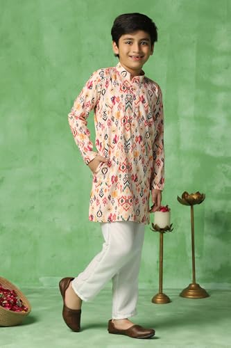 Image of Fashion Dream Boy's Cotton Blend Printed Kurta Pant Set|Kurta Set|Kurta And Pant Set|Kids Ethnic Set|Ethnic Set