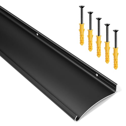 Keneton 4.3 W 40 L Extra-Wide Heavy-Duty Door Rain Drip Guard Cap Aluminum Rain Deflector for Windows Doors Guard Stops Rain Moisture Damage for Home Storefront RV (40 L Black Rolled Egde)