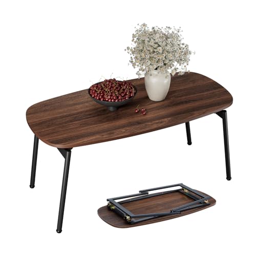 VINGLI 31.5 Folding Coffee Table Small No Assembly Needed Walnut