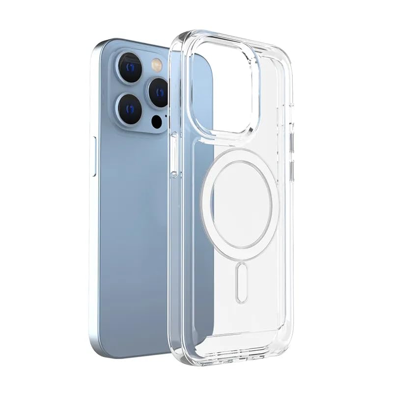 Image of Back Cover Case for iPhone Offers Mag-Safe Compatibility | Crystal-Clear Design | Camera Protection | Durable PC & TPU Construction (Transparent, iPhone 13 Pro)