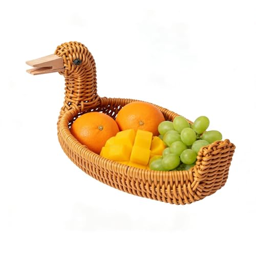 Organizador de aperitivos y contenedores tejidos a mano en forma de pato, para salón, pasillo, aseo, baño, dormitorio, habitación de los niños, apartamento