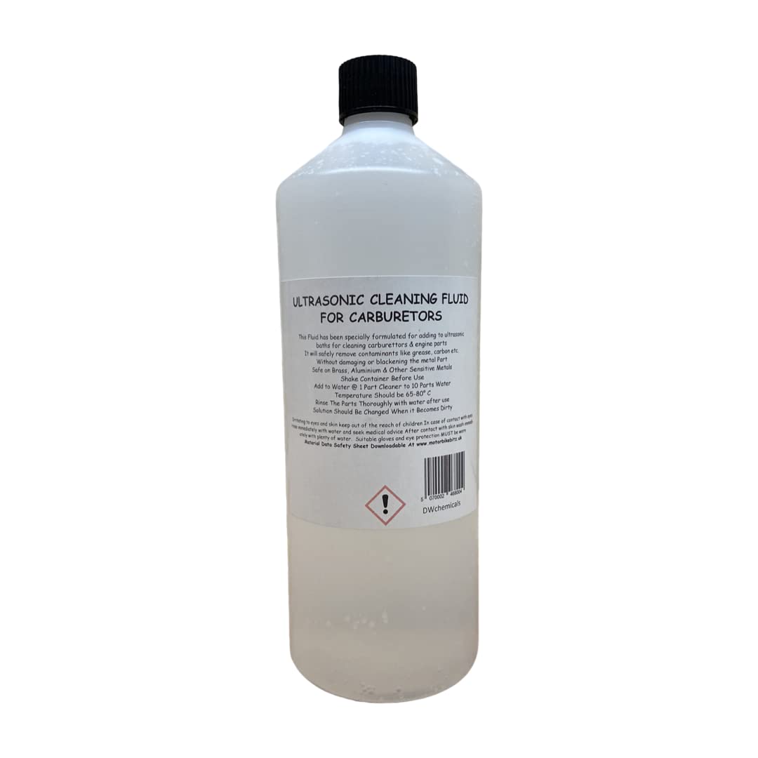 DWChemicals Ultrasonic Carburettor Engine Machine Parts Cleaning Fluid, Home or Professional Use On All Metals (1 Litre)