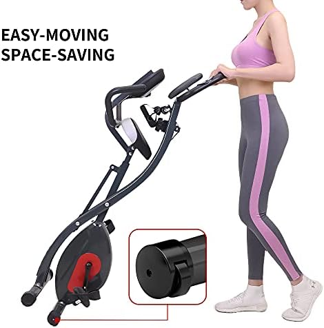 Amazon Brand - Eono Foldable Exercise Bike with Resistance, Indoor Cycling F-Bike with Backrest ,LCD Display, Phone Holder Ideal for Beginner & Old