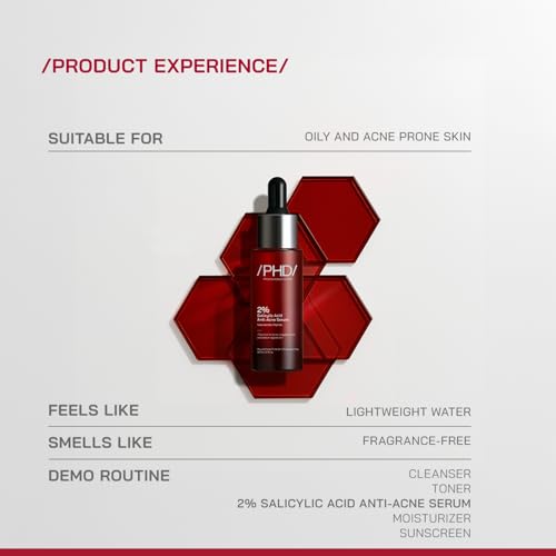 Image of /PHD / 2% Salicylic Acid Anti-Acne Serum | Salicylic Acid Face Serum for Acne-Prone & Oily Skin | Pore Minimizing serum with Niacinamide & Peptides |Reduces Blackheads & Excess Oil | Men & Women I30 ml