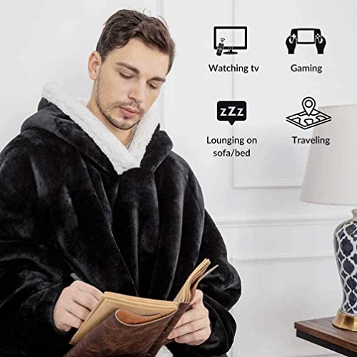 EAHOME Extra Long Hoodie Blanket Sweatshirt 3XL for Women Men 1pcs, Super Warm and Cozy Big Blanket Hoodie, Wearable Flannel Blanket with Sleeves and Pocket