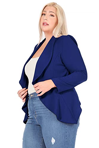 Women's Plus Size Solid Long Sleeve Waist Length Open Front Office Blazer Jacket2