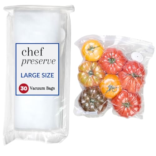 Comparison: Best Reusable Vacuum Seal Bags For Food 7 Chef Preserve Reusable Vacuum Sealer Bags for Food – 30 BPA-Free Large (12 x 13 in) Food Storage Bags, Freezer, Microwave – Odor-Resistant, Leak-Proof – Compatible with Chef Preserve Vacuum Sealers