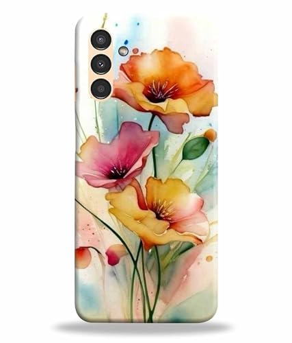 Image of Printed Hard Back Case Cover & Compatible for Samsung Galaxy M14 5G | Samsung M14 5G | Flower Painting Art (Multicolor) - D1187