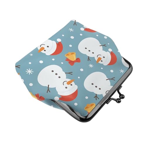 Pu Leather Buckle Coin Purse Christmas Snowman Pattern Girls Kiss-Lock Change Purse Wallets3