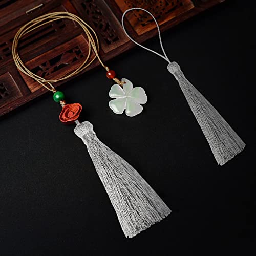 VAPKER 100Pcs Metallic Silver Thread Tassels 13cm/5 Inch Bookmark Tassels Mini Silver Wire Rope Tassels with 2-Inch Loop for Clothes Wedding Cards Jewelry Making DIY Craft Projects(Silver Tassels)