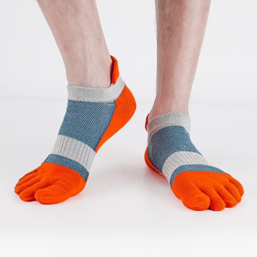 Image of Men Toe Socks No Show Low Cut Athletic Wicking Cotton 5 Finger Split Toe 6 Pack