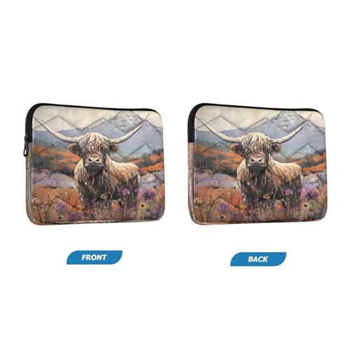 Funda para portátil 13-14 pulgadas con diseño vaca Highland miniatura 2