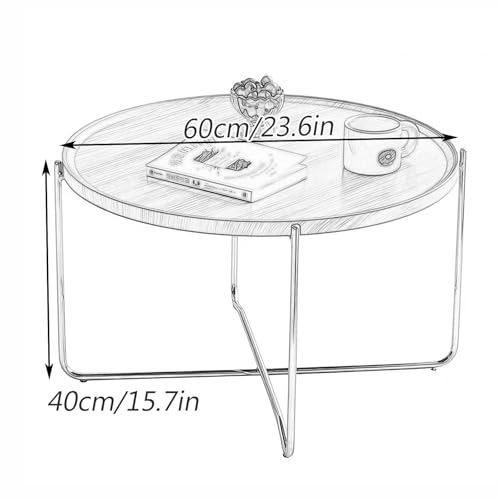 Table basse ronde bois massif avec rangement table basse noire pour petit espace - 3