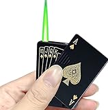 2023 New Jet Torch Butane Lighter, Windproof Refillable Lighter Playing Cards Cool Design, Exquisite Packaging for Festival, Birthday, Candle, Gift for Men (Black Glod)