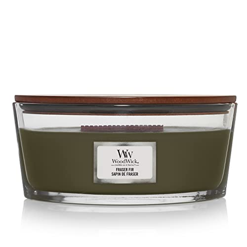 WoodWick Fraser Fir Holiday Candle Gifts for Women and Men, 16 oz Ellipse Candle with Crackling Wick