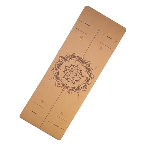 sopomarkt24 Yogamatte Kork 183x61x0,7 cm, rutschfest, dämpfend, schadstofffrei, ideal für Yoga, Pilates, Fitness, Aerobic, Gymnastik, mit Tragegurt, umweltfreundlich, Boho Design