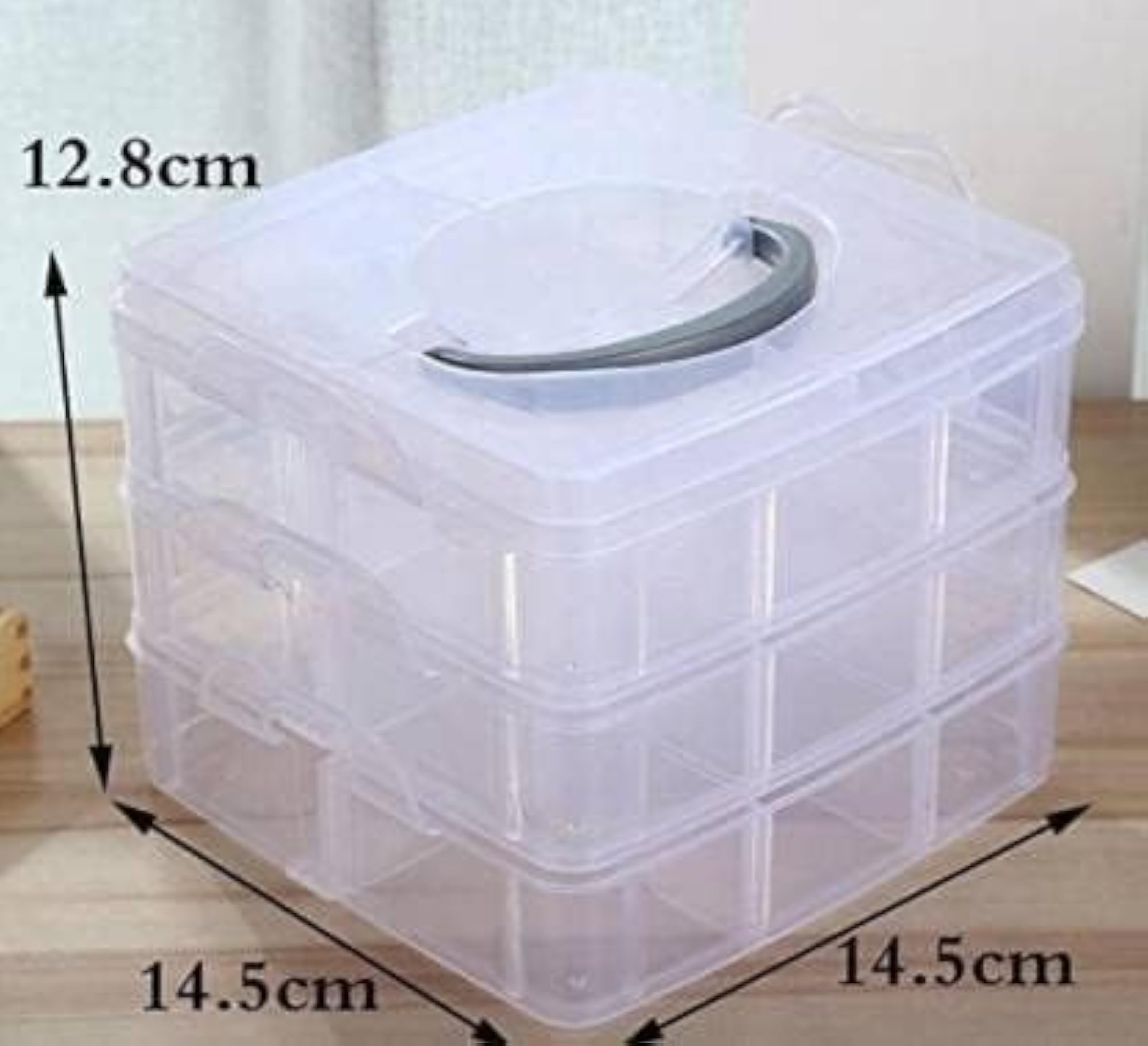 3 Layers 18 Grid Plastic Transparent Jewelry Storage Box