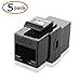 Cable Matters [UL Listed] 5-Pack 10Gbps Cat6 Keystone Coupler, RJ45 Keystone Jack Coupler/Ethernet Female to Female Keystone Jack in Black for Patch Panel, Wall Plate