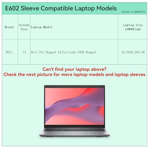 Image of Smatree Laptop Sleeve for 14 inch DELL Pro Rugged 14 /Latitude 5430 Rugged | Protective Laptop Case with Pocket (E602)