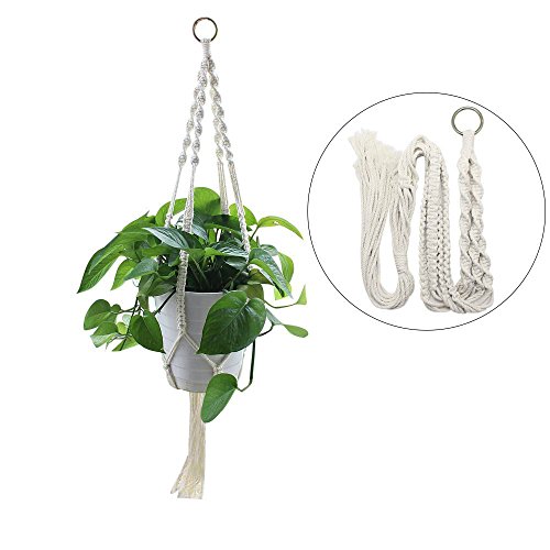 Wiwaplex HWP-PLANTHANGER-2PM Macrame 2 Pack Cotton Rope Indoor Outdoor, 4 Legs Plant Hanger Brackets thumb #1