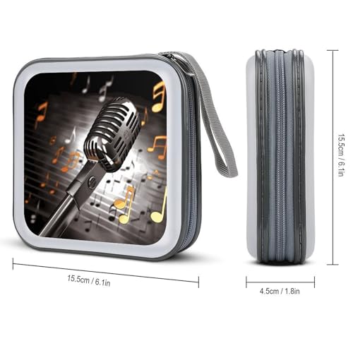 Funda de plástico duro con notas musicales para 40 discos CD y DVD con cremallera 3