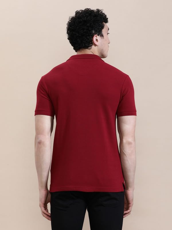 Image of CROCODILE Men's Solid Casual Wear T-Shirt | Polo Neck | Half Sleeves | Pull On | Regular
