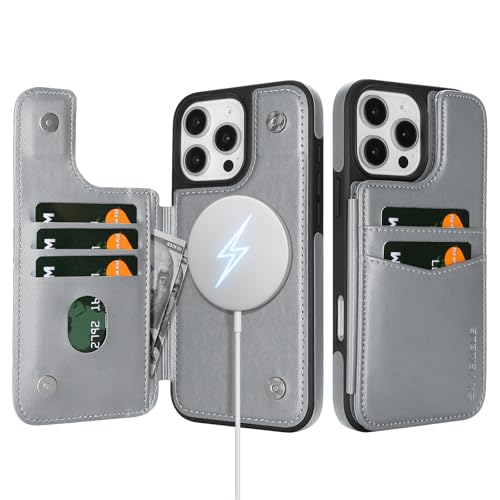 Étui portefeuille Magsafe pour iPhone 16 Pro Max en cuir SkyEagle avec porte-cartes