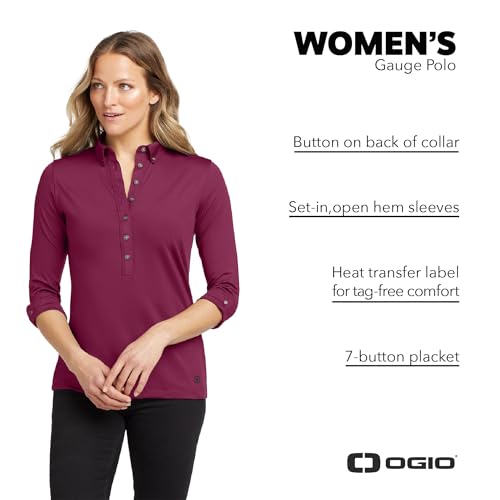 OGIO Women's Gauge Polo | Moisture Wicking Work Shirt for Women, Collared Shirt with 3/4 Sleeves3