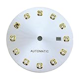 ATOMUSERLY 1 Stück 24,5 mm Sunburst Zifferblatt Perle Weißgold Braun Rose Diamant Index passend for NH05 NH06 Uhrwerk Damenuhr 31 Gehäuse(Pearl Rose Index 2)