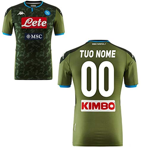MAESTRI DEL Fútbol Camiseta Gara Away Verde S.S.C. Napoli 2019/2020 personalizable (ajuste Slim) (KOULIBALY, INSIGNE, Maradona, Mertens), BIANCO, S