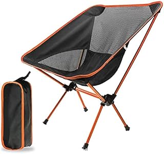 Ultralight Portable Camping Chair, Folding Backpacking Chair, Compact Collapsible Beach Chair Patio Dining Chair with Carrying Bag for Outdoor Hiking Fishing Picnic Travel (Orange)