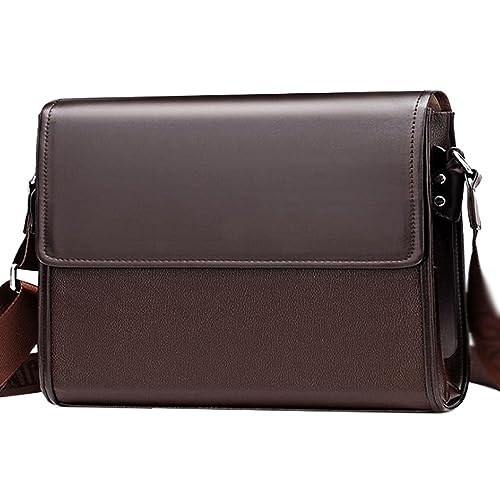 Men's Briefcase Business Shoulder Bag Long Leather Crossbody Computer Laptop Bag for Men