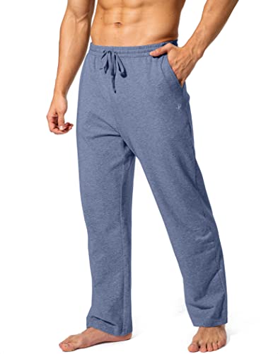 Image of Pudolla Men's Cotton Yoga Sweatpants Athletic Lounge Pants Open Bottom Casual Jersey Pants for Men with Pockets