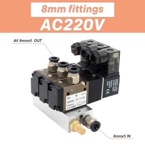 Collecteur d'électrovanne normalement ouvert DC12V DC24V AC110V AC220V à 3 voies 9 stations - 3