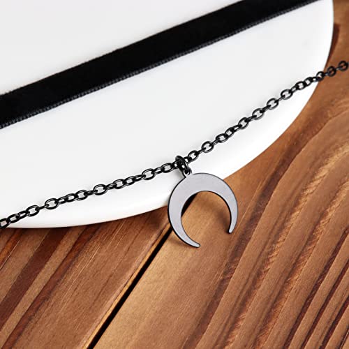 Gothic Choker, Choker Necklace for Women, Black Velvet Choker, Layered Necklace, Goth Jewelry for Women2