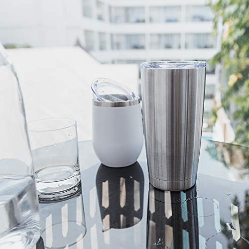 CIVAGO 20oz Tumbler with Lid and Straw, Stainless Steel Vacuum Insulated Coffee Tumbler Cup, Double Wall Powder Coated Travel Mug (Stainless, 8 Pack)