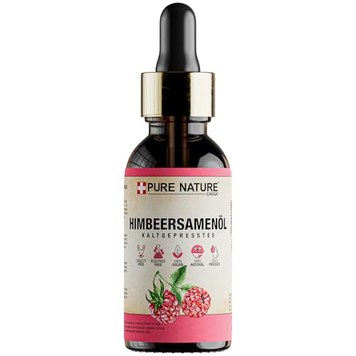 CHOSA Himbeersamenöl Kaltgepresst Unraffiniert 100% Reines 30 ml - Pflege Öl für Körper Nagel und Haare - Himbeerkernöl als Sonnenschutz - Reich an Omega-3 und Antioxidantien 30ml Glasflasche