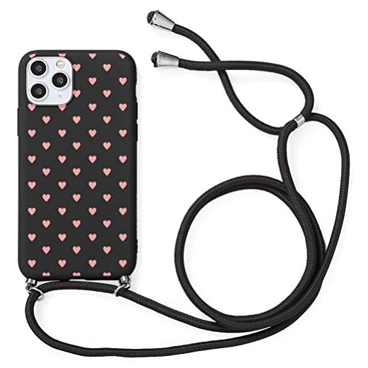 Yoedge Funda con Cuerda para Samsung Galaxy A52 (5G)-6.5", Funda de Silicona Antideslizante Suave TPU para Teléfono Móvil con Colgante Ajustable Collar Correa para el Cuello Cadena Cuerda, Amor Negro