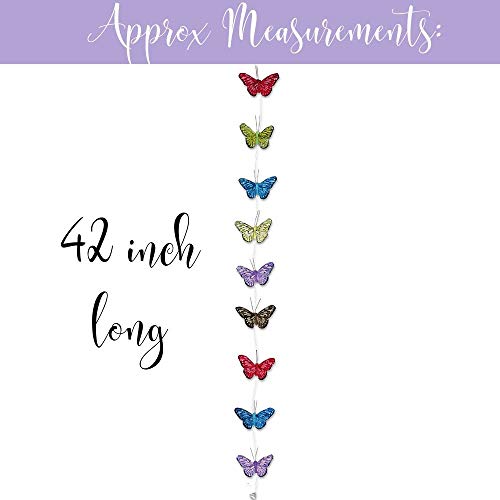 Banberry Designs Butterfly Garland - Set Of 9 Vibrant Multi Colored Craft Butterflies - Party Home Décor - Banner Measures 42" L #TOP1