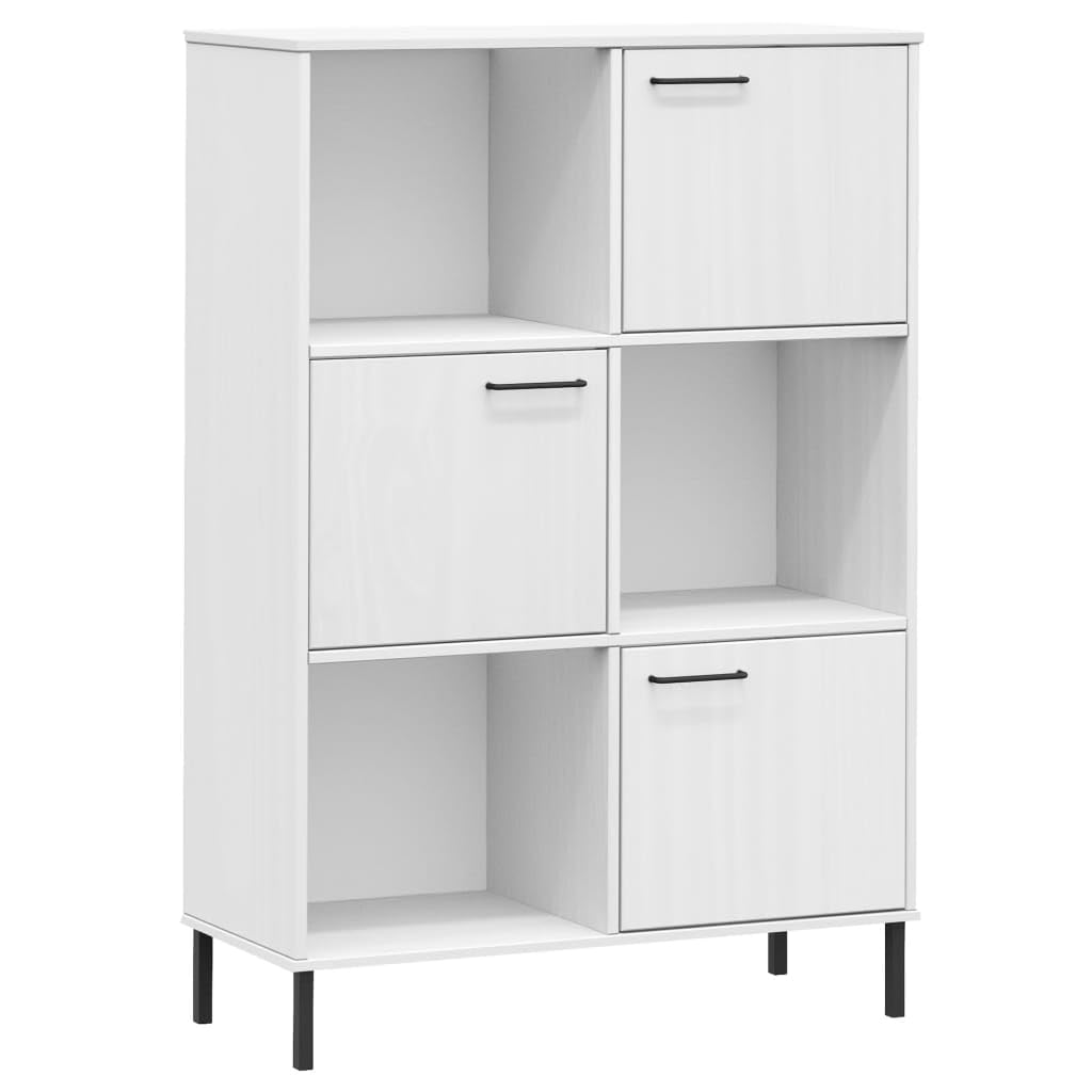 Biblioteka 6 przegródek drewno lita sosna biała 90x35x128,5 cm | Wytrzymałe metalowe nóżki, dołączony uchwyt ścienny, instrukcja montażu w zestawie, do przechowywania książek i czasopism