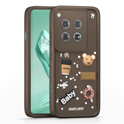 Image of Outlouders Back Cover for OnePlus 12 5G | 3D Cartoon Bear Cute Fun Silicone Full Body Protection Bumper Case (Brown)