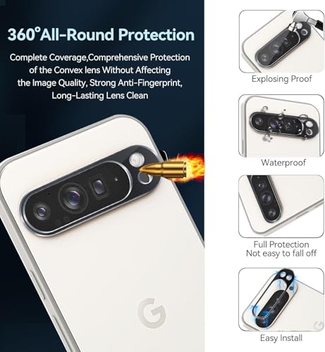 Image of Xmon Back Camera Lens Protector for Google Pixel 9 Pro XL (1 Pack) Premium Camera Glass Protector Guard, Anti-Scratch, Ultra-Clear, Easy Installation