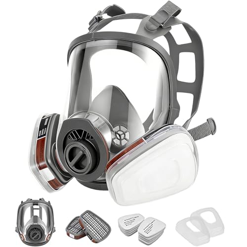 ZXICH Masque de volume réutilisable avec filtre pour la protection contre les vapeurs et les particules Masque à gaz Masque anti-poussière pour peintures,...