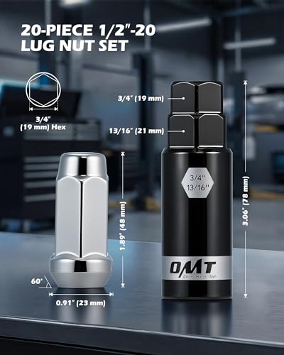 Image of Orion Motor Tech 1 /2x20 Lug Nuts, 1 /2''-20 Wheel Lug Nuts Compatible with Ford Explorer Jeep Grand Cherokee Wrangler Liberty Commander Lincoln MKX and More, Set of 20